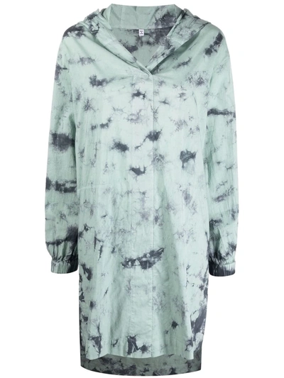 Shop Mcq By Alexander Mcqueen Tie-dye Print Hooded Dress In Grün