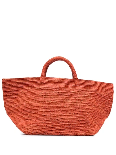 Shop Ibeliv Woven-raffia Tote Bag In Orange