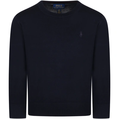 Shop Ralph Lauren Blue Sweater For Boy With Blue Pony
