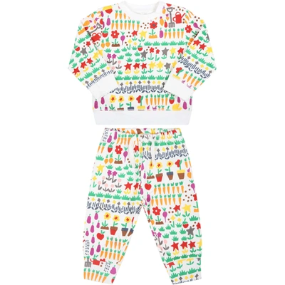 Shop Stella Mccartney White Tracksuit For Baby Kids In Multicolor