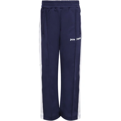 Shop Palm Angels Blue Sweatpants For Kids With Logo