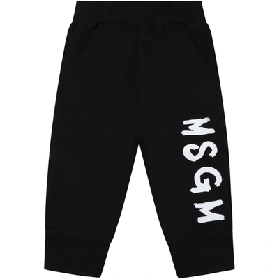 Shop Msgm Black Sweatpant For Baby Kids With Logo