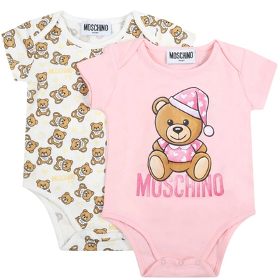 Shop Moschino Multicolor Set For Baby Girl In Pink