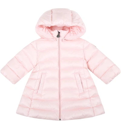 Shop Moncler Pink Majeure Jacket For Baby Girl With Logo Patch