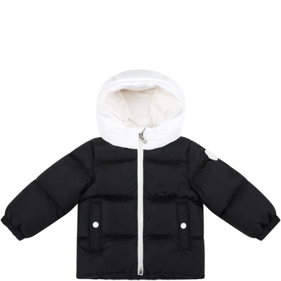Shop Moncler Black Araldo Jacket For Baby Boy With Logo Patch