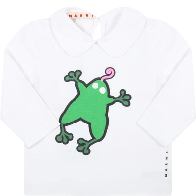 Shop Marni White T-shirt For Baby Girl With Gecko
