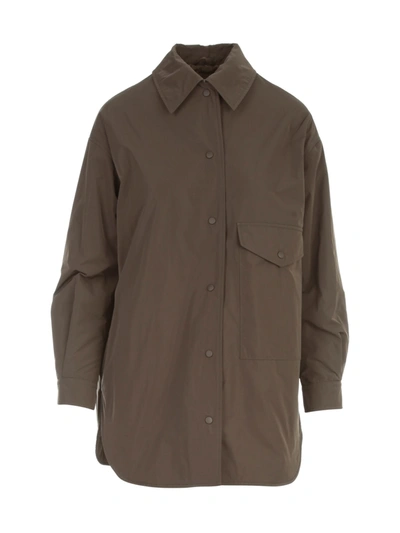 Shop Aspesi Taffetas Long Shirt W/thermore Pocket In Military