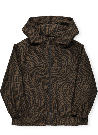 Shop Fendi Monogram Jacket In Tobacco