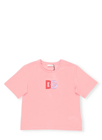 Shop Dolce & Gabbana Loged T-shirt In Rosa Confetto Chiaro