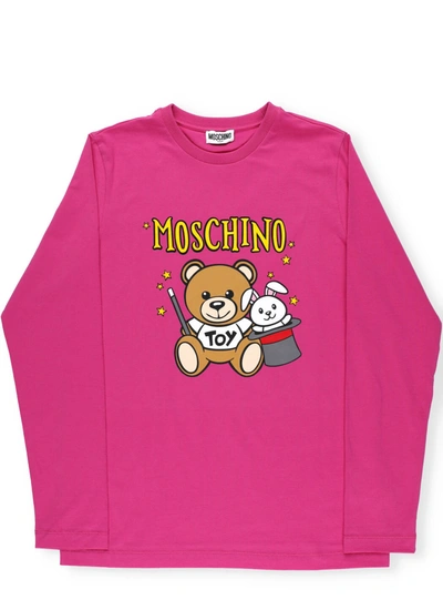 Shop Moschino Teddy Bear Sweater In Fuxia