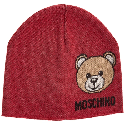 Shop Moschino Teddy Beanie In Rosso