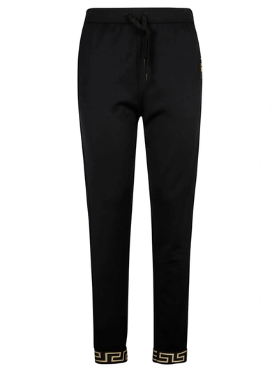 Shop Versace Drawstring Waist Track Pants In Nero