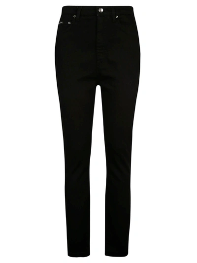 Shop Dolce & Gabbana Slim Fit Logo Plaque Jeans In Black