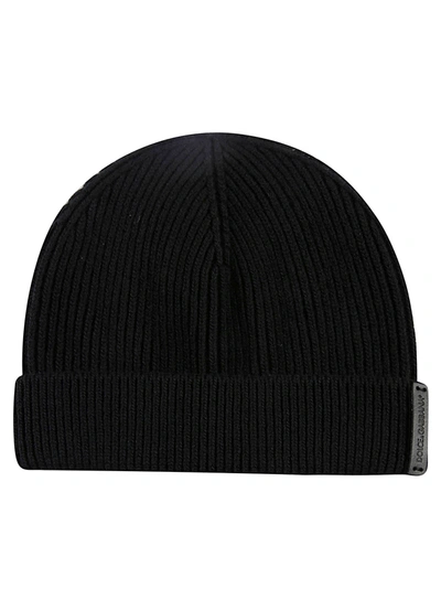 Shop Dolce & Gabbana Regular Knit Beanie In Nero