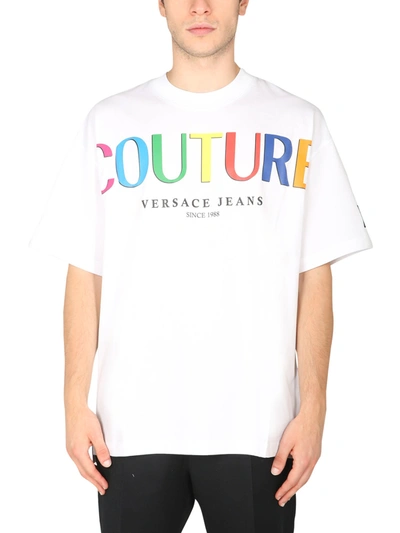 Shop Versace Jeans Couture Crew Neck T-shirt In Bianco
