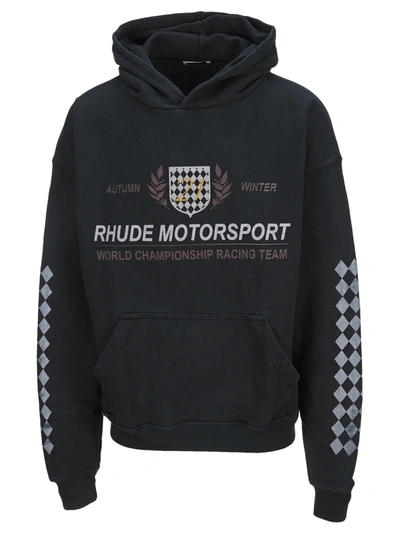 Shop Rhude Motorsport Hoodie In Black