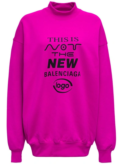 Shop Balenciaga Pink Cotton Sweatshirt With Print In Fuxia