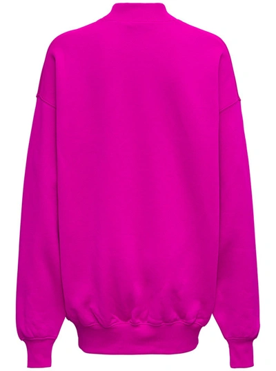 Shop Balenciaga Pink Cotton Sweatshirt With Print In Fuxia