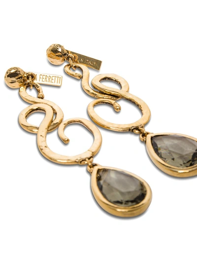 Shop Alberta Ferretti Golden Metal Earrings With Stones In Metallic
