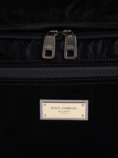 Shop Dolce & Gabbana Messenger Sicily Nylon Crossbody Bag With Logo In Black