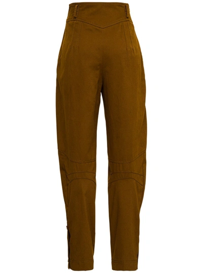 Shop Alberta Ferretti High Waisted Brown Cotton Pants