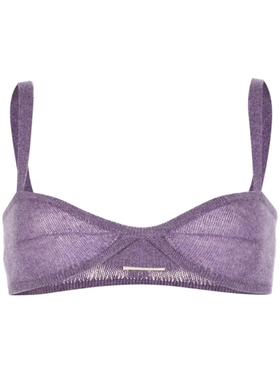 Shop Khaite Eda Knitted Cashmere Bralette In Purple