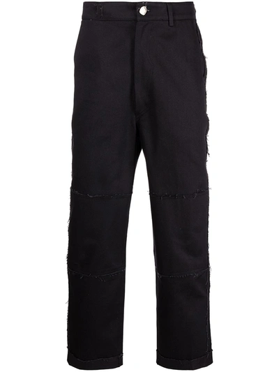 Shop Ader Error Cropped Slim-cut Trousers In Black