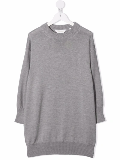Palm Angels Kids Grey & Multicolor Knit Logo Dress In Grey