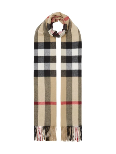 Shop Burberry Vintage Check Cashmere Scarf In Brown