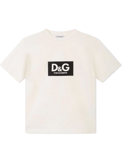 Dolce & Gabbana Interlock Logo-print Cotton T-shirt In Neutrals