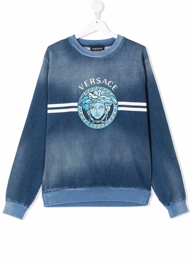 Shop Versace Medusa-print Sweatshirt In Blue