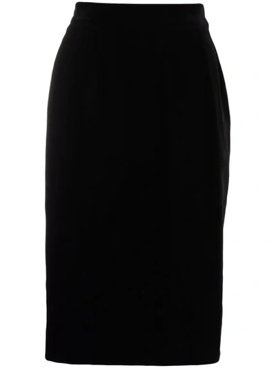 Pre-owned Saint Laurent 2000s Velvet Pencil Skirt In Black
