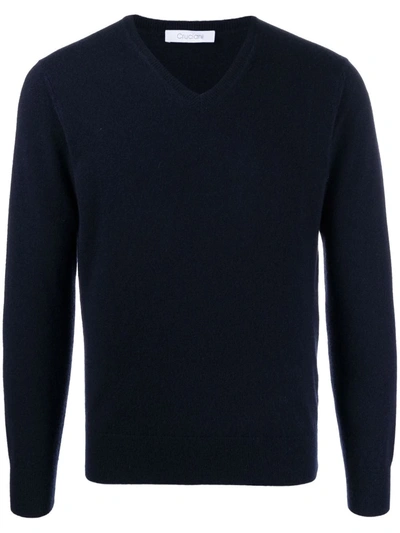 Shop Cruciani V-neck Cashmere Jumper In Blue