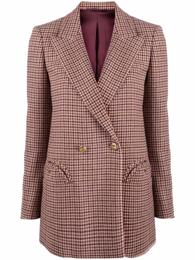 Shop Blazé Milano Check-print Wool Blazer In Neutrals