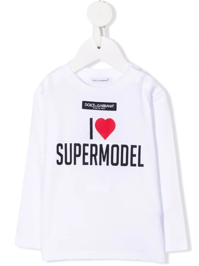 Shop Dolce & Gabbana Slogan-print T-shirt In White