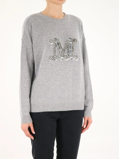 Shop Max Mara Gray Cashmere Yarn Sweater In Grey