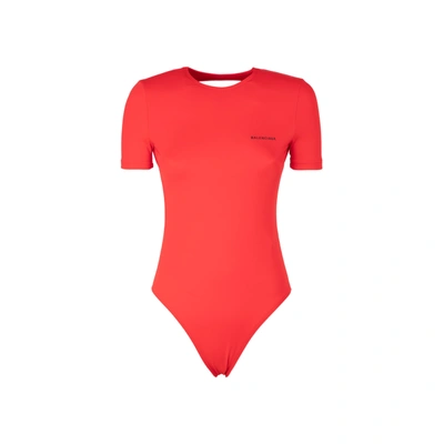 Shop Balenciaga Open Back Swimsuit Swimwear In Red