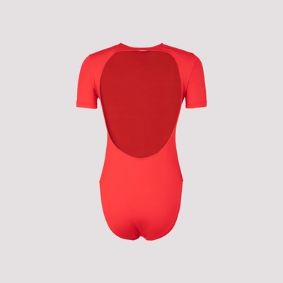 Shop Balenciaga Open Back Swimsuit Swimwear In Red