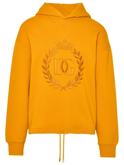 Shop Dolce & Gabbana Yellow Cotton Blend Sweatshirt