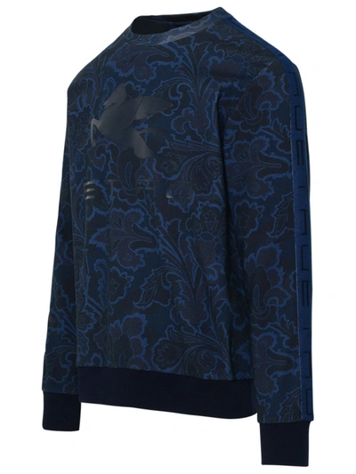 Shop Etro Blue Cotton Paisley Sweatshirt