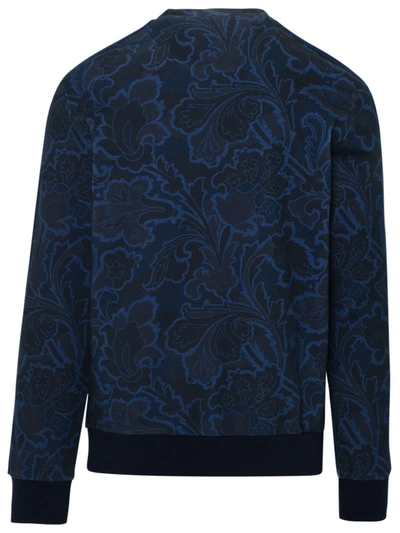 Shop Etro Blue Cotton Paisley Sweatshirt