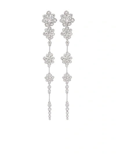 Shop Annoushka 18kt White Gold Marguerite Diamond Drop Earrings In Silver