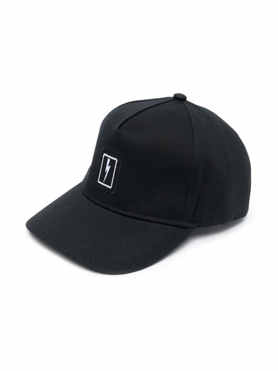 Shop Neil Barrett Logo Baseball Cap In Black