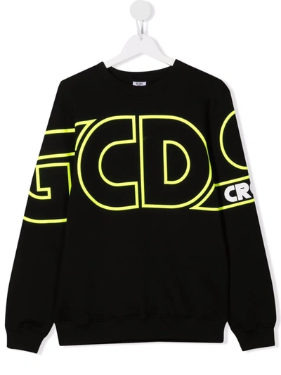 Shop Gcds Teen Logo Print Sweatshirt In Black