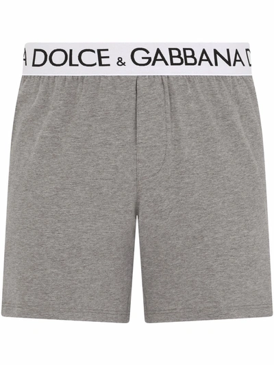 Shop Dolce & Gabbana Logo-waistband Boxer Shorts In Grey
