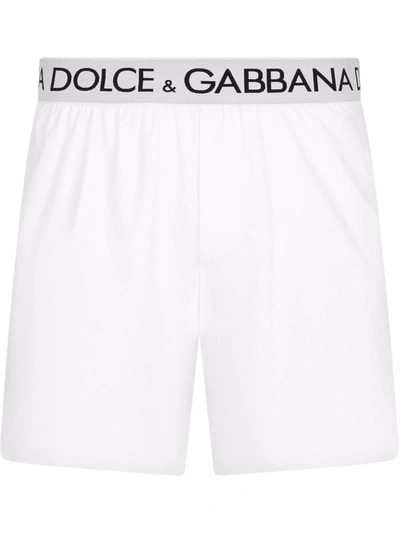 Shop Dolce & Gabbana Logo-waistband Boxer Shorts In White