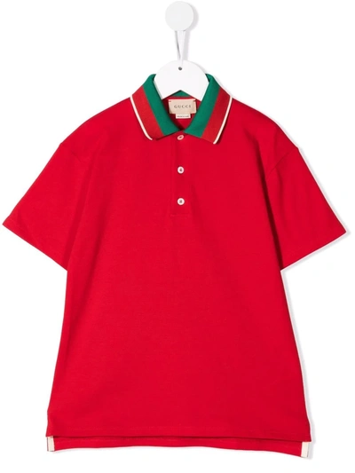 Shop Gucci Short-sleeved Polo Shirt In Red