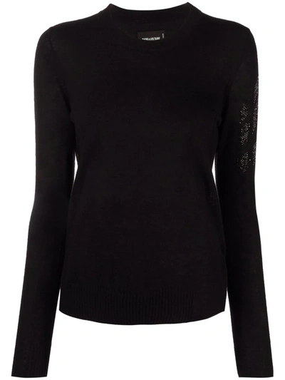 Shop Zadig & Voltaire Miss Arrow-detail Cashmere Jumper In Black