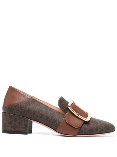 Shop Bally Mjanelle Monogram Buckle Loafers In Braun