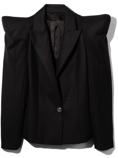 Shop Balmain Accentuated Shoulder Blazer Jacket In 黑色